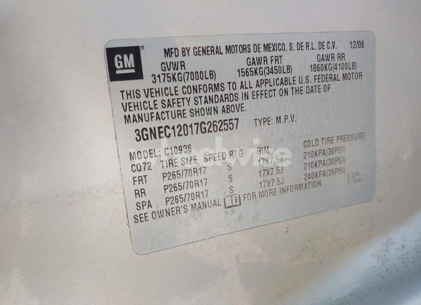 Photo 9 of 2007 Chevrolet Avalanche 1500 LT (VIN 3GNEC12017G262557)