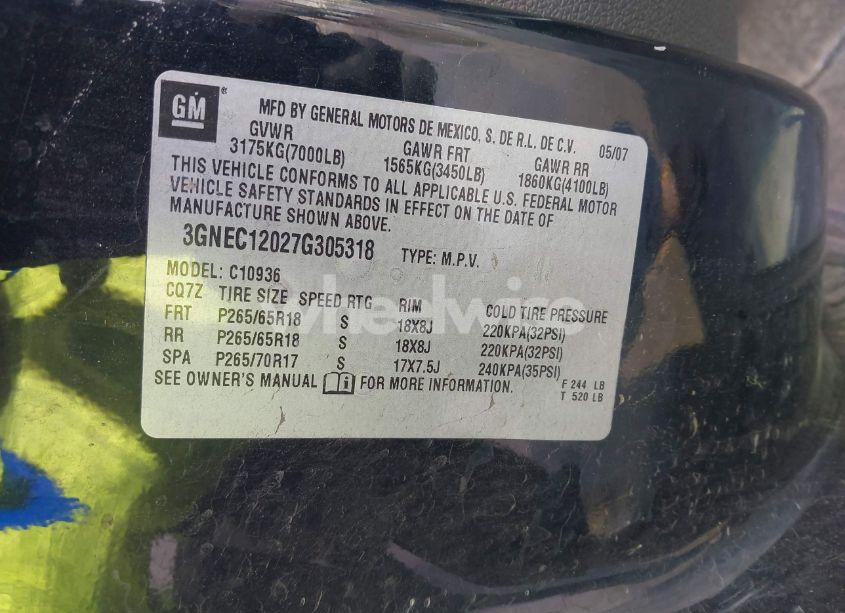 Photo 9 of 2007 Chevrolet Avalanche 1500 LT (VIN 3GNEC12027G305318)