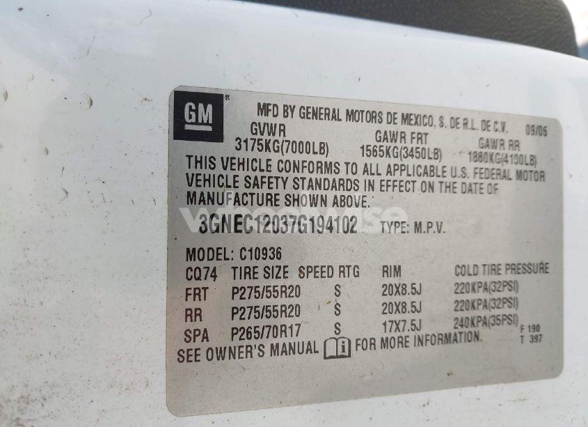 Photo 9 of 2007 Chevrolet Avalanche 1500 LTZ (VIN 3GNEC12037G194102)