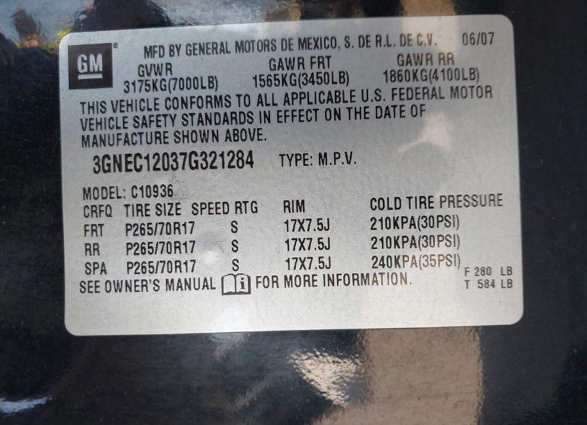 Photo 9 of 2007 Chevrolet Avalanche 1500 LT (VIN 3GNEC12037G321284)