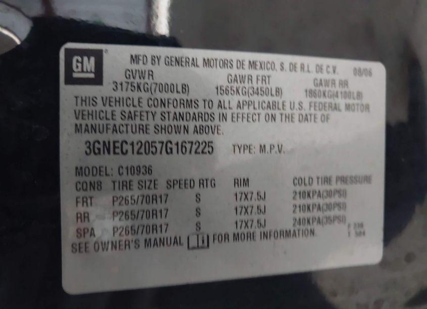 Photo 9 of 2007 Chevrolet Avalanche 1500 LT (VIN 3GNEC12057G167225)