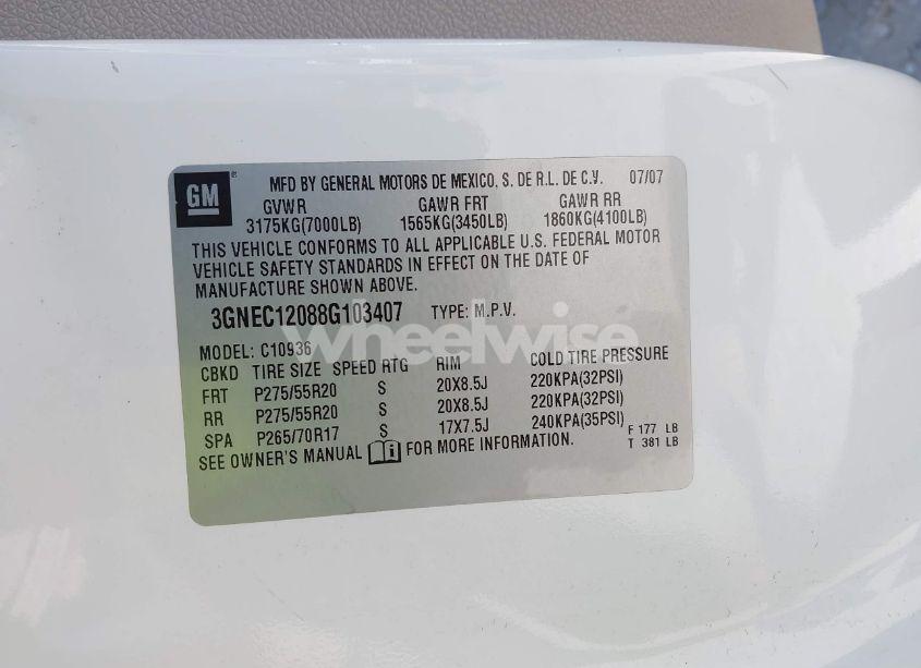 Photo 9 of 2008 Chevrolet Avalanche 1500 LTZ (VIN 3GNEC12088G103407)