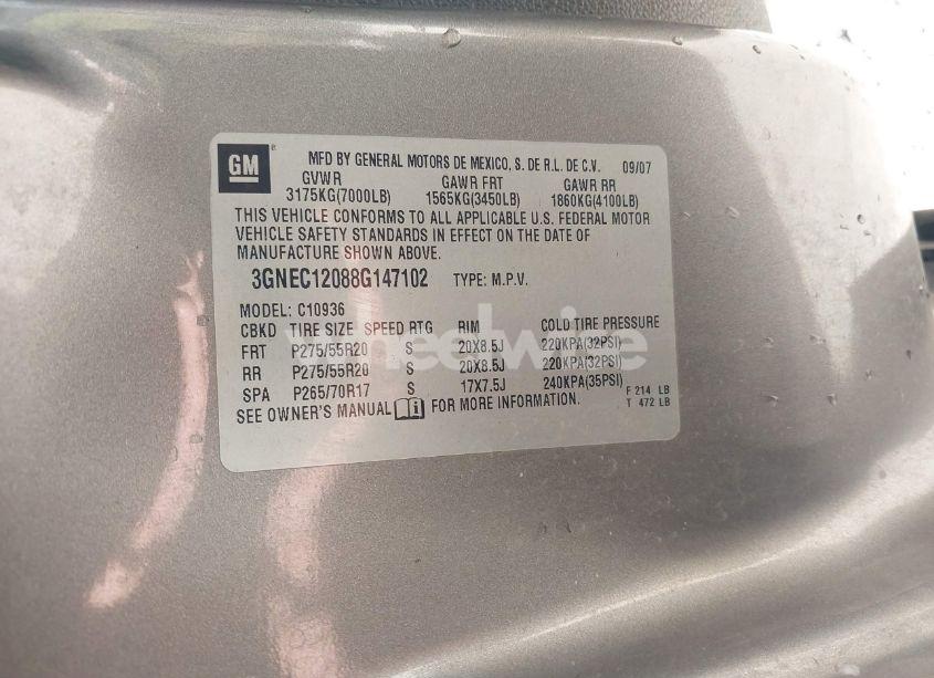 Photo 9 of 2008 Chevrolet Avalanche 1500 LT (VIN 3GNEC12088G147102)