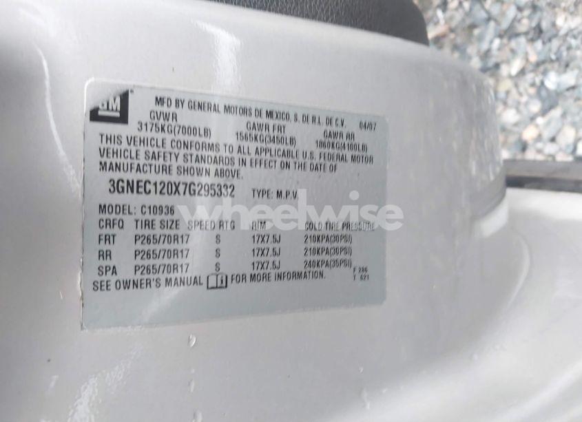 Photo 9 of 2007 Chevrolet Avalanche 1500 LT (VIN 3GNEC120X7G295332)