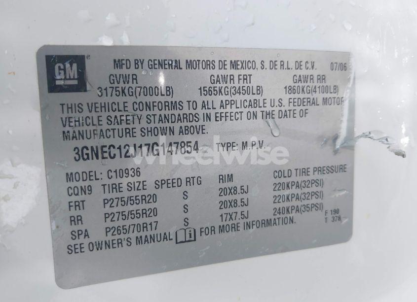Photo 9 of 2007 Chevrolet Avalanche 1500 LTZ (VIN 3GNEC12J17G147854)