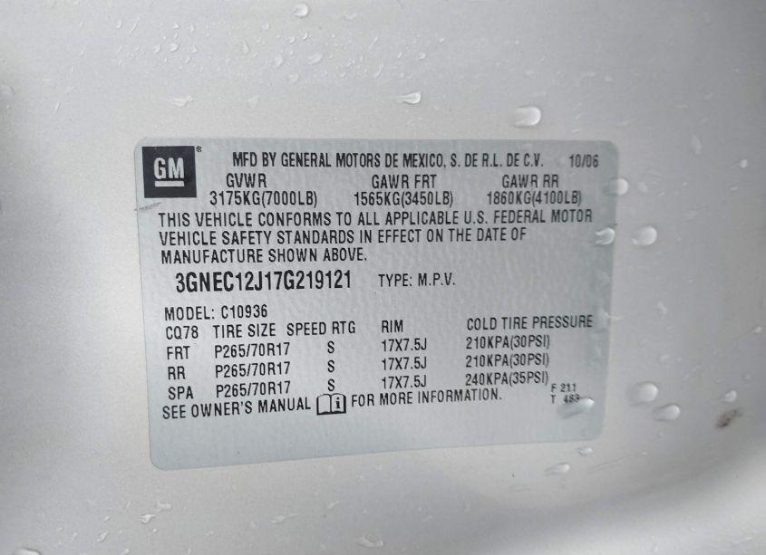 Photo 9 of 2007 Chevrolet Avalanche 1500 LS (VIN 3GNEC12J17G219121)