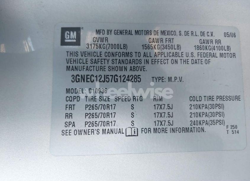 Photo 9 of 2007 Chevrolet Avalanche 1500 LT (VIN 3GNEC12J57G124285)