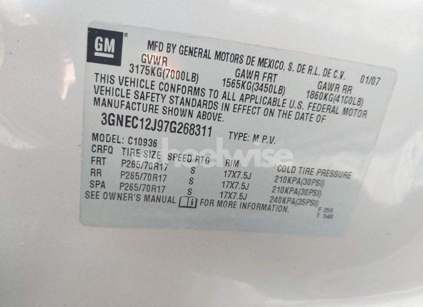 Photo 9 of 2007 Chevrolet Avalanche 1500 LT (VIN 3GNEC12J97G268311)