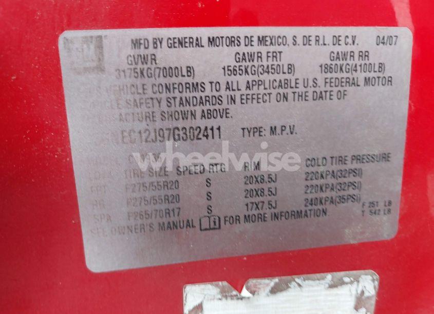 Photo 9 of 2007 Chevrolet Avalanche 1500 LT (VIN 3GNEC12J97G302411)