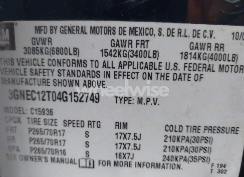 Photo 9 of 2004 Chevrolet Avalanche 1500 (VIN 3GNEC12T04G152749)