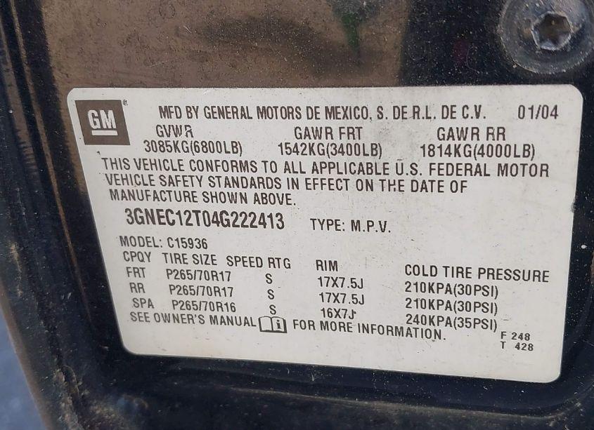 Photo 9 of 2004 Chevrolet Avalanche 1500 (VIN 3GNEC12T04G222413)