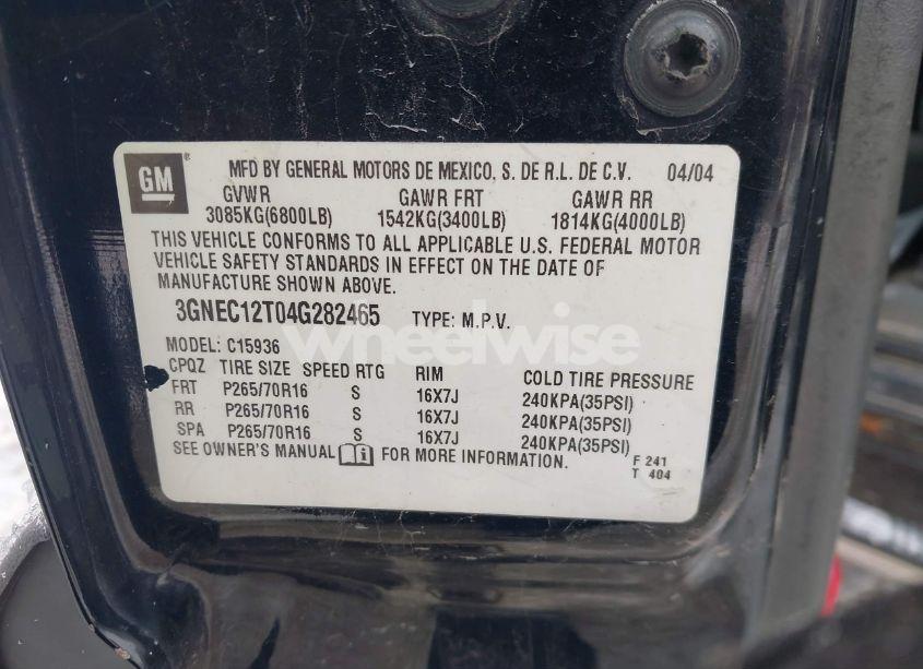 Photo 9 of 2004 Chevrolet Avalanche 1500 (VIN 3GNEC12T04G282465)