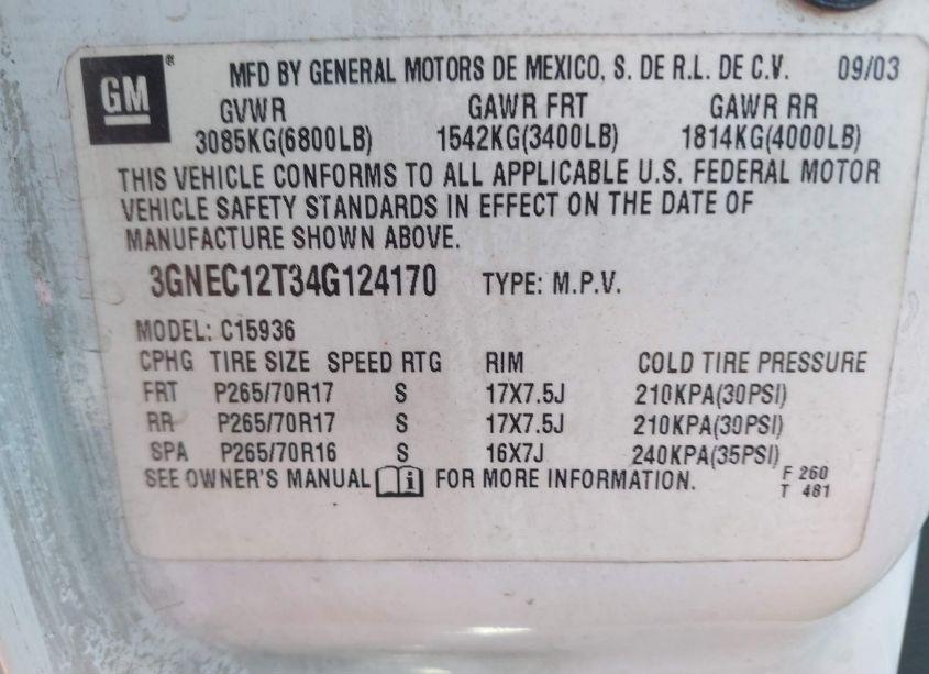 Photo 9 of 2004 Chevrolet Avalanche 1500 (VIN 3GNEC12T34G124170)