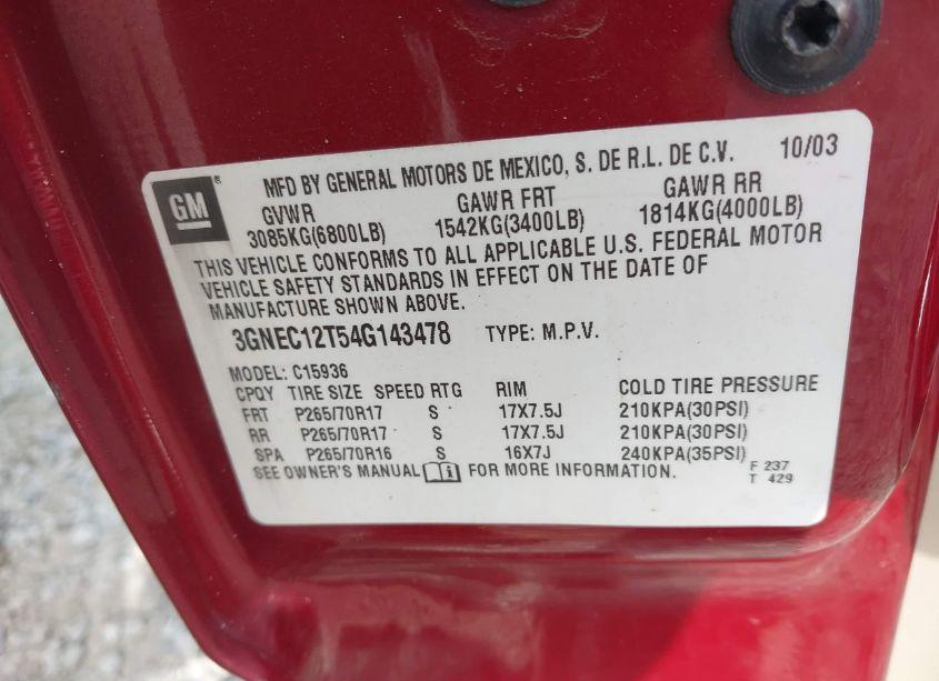 Photo 9 of 2004 Chevrolet Avalanche 1500 (VIN 3GNEC12T54G143478)