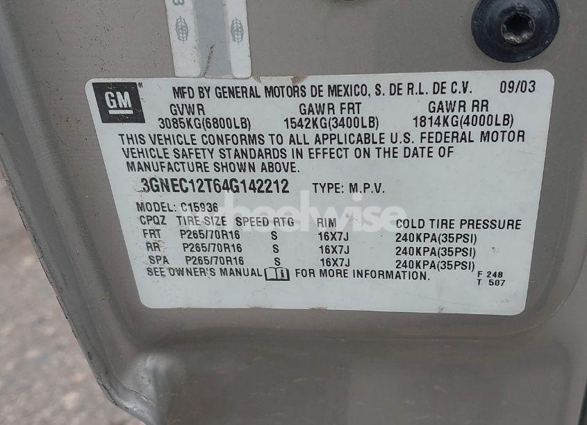 Photo 9 of 2004 Chevrolet Avalanche 1500 (VIN 3GNEC12T64G142212)