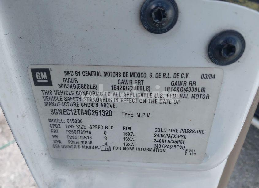 Photo 9 of 2004 Chevrolet Avalanche 1500 (VIN 3GNEC12T64G261328)