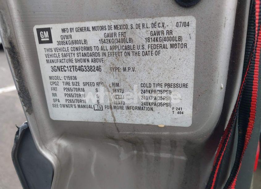 Photo 9 of 2004 Chevrolet Avalanche 1500 (VIN 3GNEC12T64G338246)