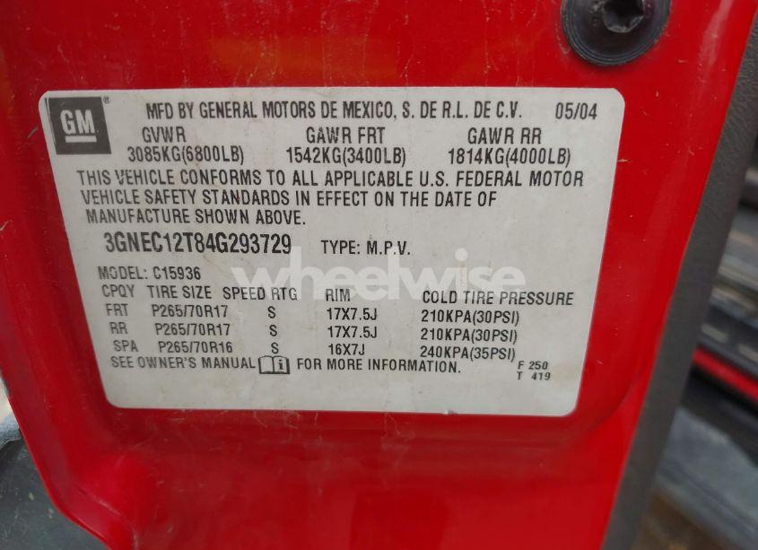 Photo 9 of 2004 Chevrolet Avalanche 1500 (VIN 3GNEC12T84G293729)