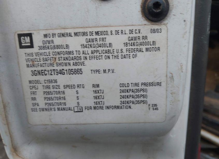 Photo 8 of 2004 Chevrolet Avalanche 1500 (VIN 3GNEC12T94G105865)