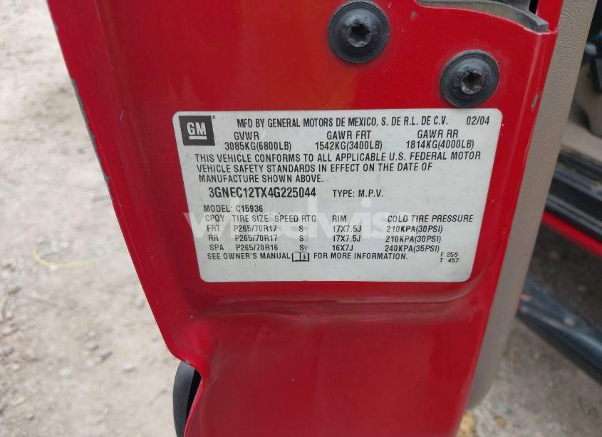 Photo 9 of 2004 Chevrolet Avalanche 1500 (VIN 3GNEC12TX4G225044)