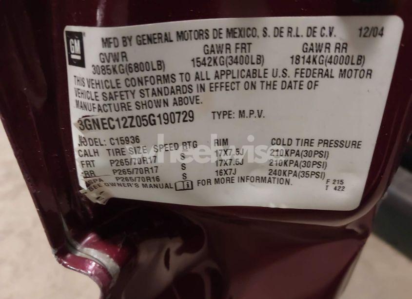 Photo 9 of 2005 Chevrolet Avalanche 1500 Z66 (VIN 3GNEC12Z05G190729)