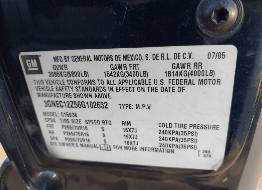 Photo 9 of 2006 Chevrolet Avalanche 1500 LS (VIN 3GNEC12Z56G102632)