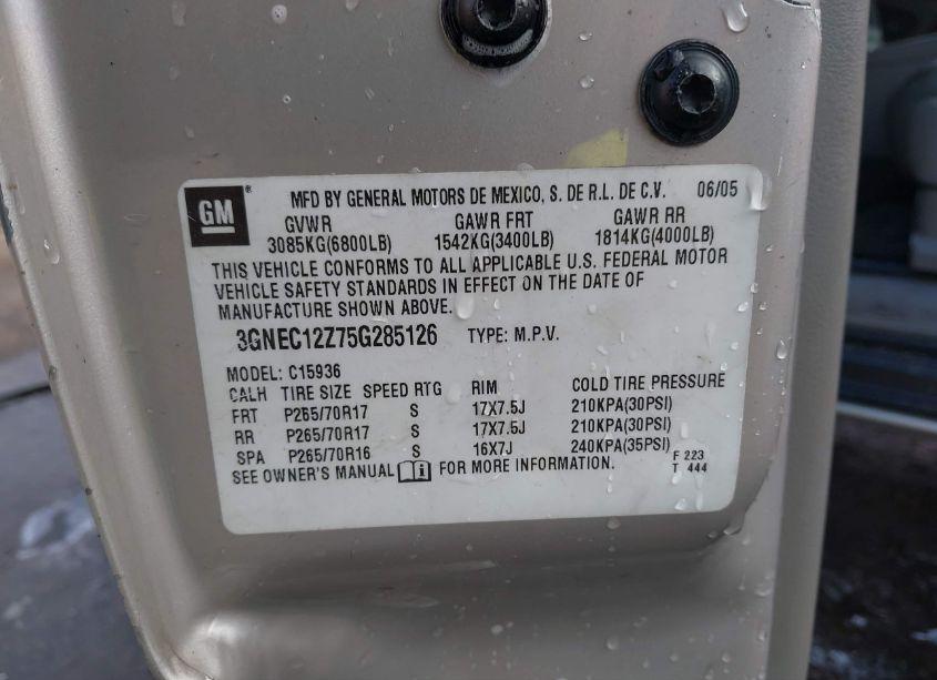 Photo 9 of 2005 Chevrolet Avalanche 1500 Z66 (VIN 3GNEC12Z75G285126)