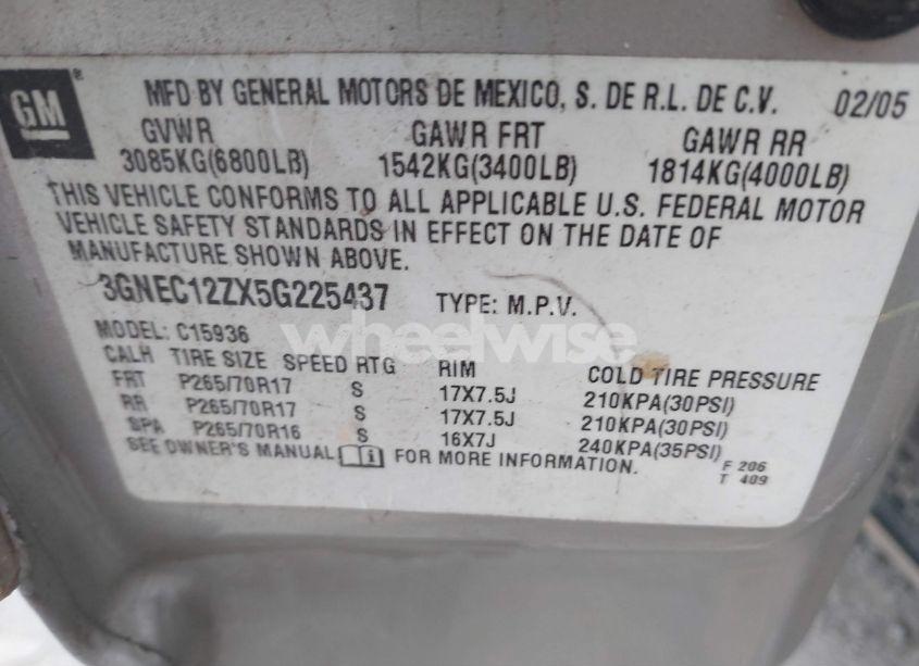 Photo 9 of 2005 Chevrolet Avalanche 1500 Z66 (VIN 3GNEC12ZX5G225437)