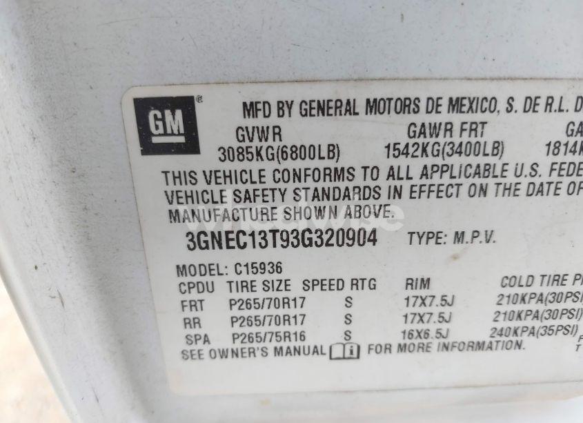 Photo 9 of 2003 Chevrolet Avalanche 1500 (VIN 3GNEC13T93G320904)