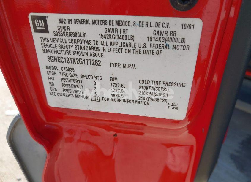 Photo 9 of 2002 Chevrolet Avalanche 1500 (VIN 3GNEC13TX2G177282)