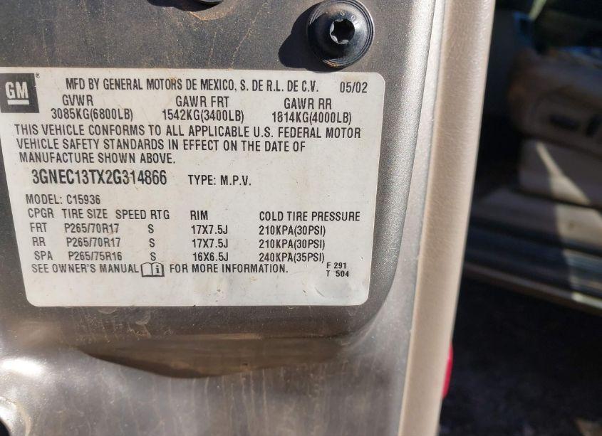 Photo 9 of 2002 Chevrolet Avalanche 1500 (VIN 3GNEC13TX2G314866)