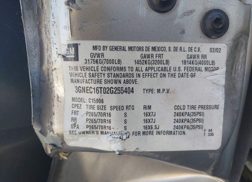 Photo 9 of 2002 Chevrolet Suburban 1500 LS (VIN 3GNEC16T02G255404)