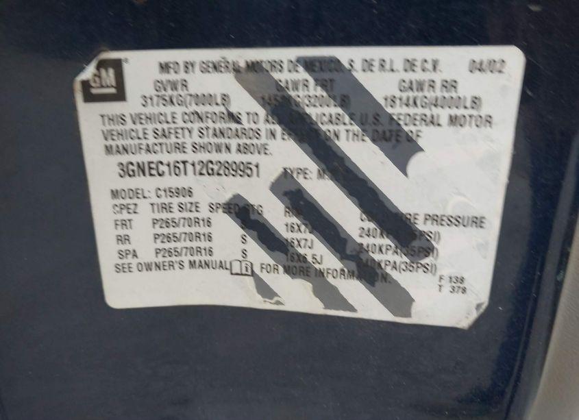 Photo 9 of 2002 Chevrolet Suburban 1500 LS (VIN 3GNEC16T12G289951)