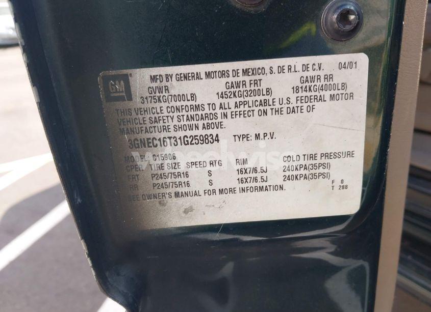 Photo 9 of 2001 Chevrolet Suburban 1500 LS (VIN 3GNEC16T31G259834)