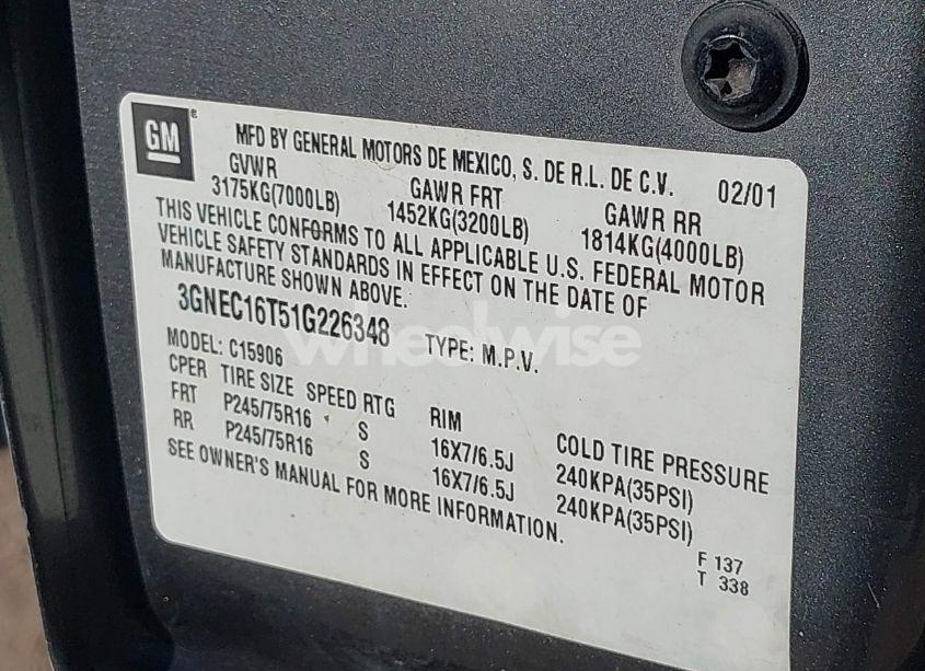 Photo 9 of 2001 Chevrolet Suburban 1500 LS (VIN 3GNEC16T51G226348)