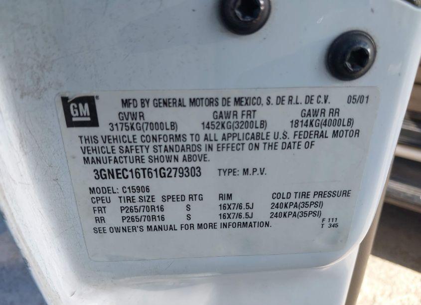 Photo 9 of 2001 Chevrolet Suburban 1500 LS (VIN 3GNEC16T61G279303)