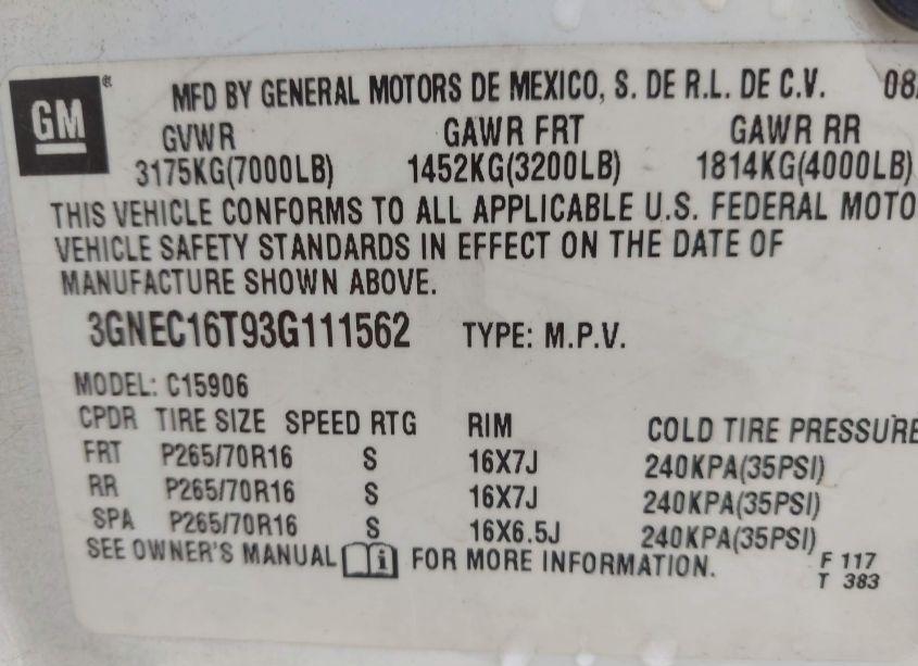 Photo 9 of 2003 Chevrolet Suburban 1500 LS (VIN 3GNEC16T93G111562)