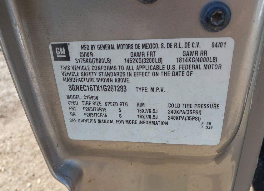 Photo 9 of 2001 Chevrolet Suburban 1500 LS (VIN 3GNEC16TX1G267283)