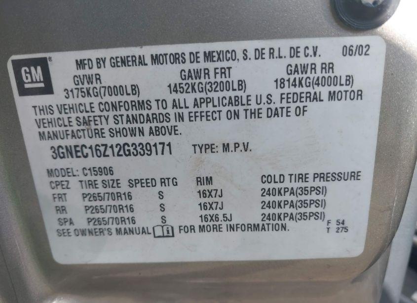 Photo 9 of 2002 Chevrolet Suburban 1500 LS (VIN 3GNEC16Z12G339171)