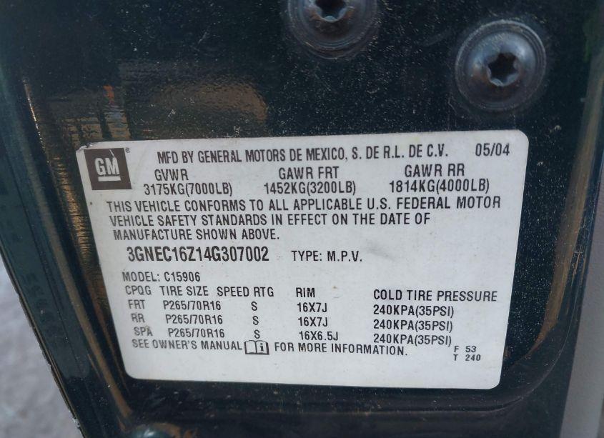 Photo 9 of 2004 Chevrolet Suburban 1500 LS (VIN 3GNEC16Z14G307002)