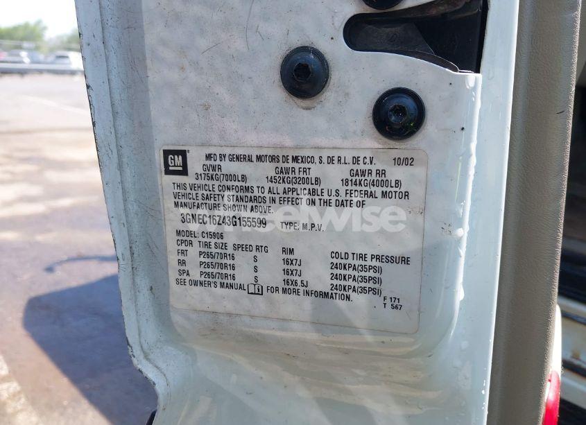 Photo 9 of 2003 Chevrolet Suburban 1500 LS (VIN 3GNEC16Z43G155599)