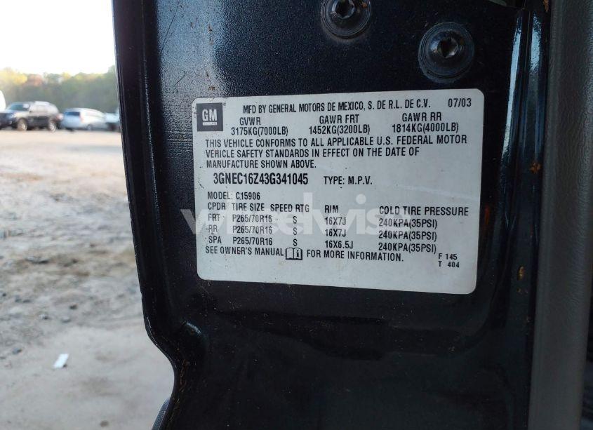 Photo 9 of 2003 Chevrolet Suburban 1500 LS (VIN 3GNEC16Z43G341045)