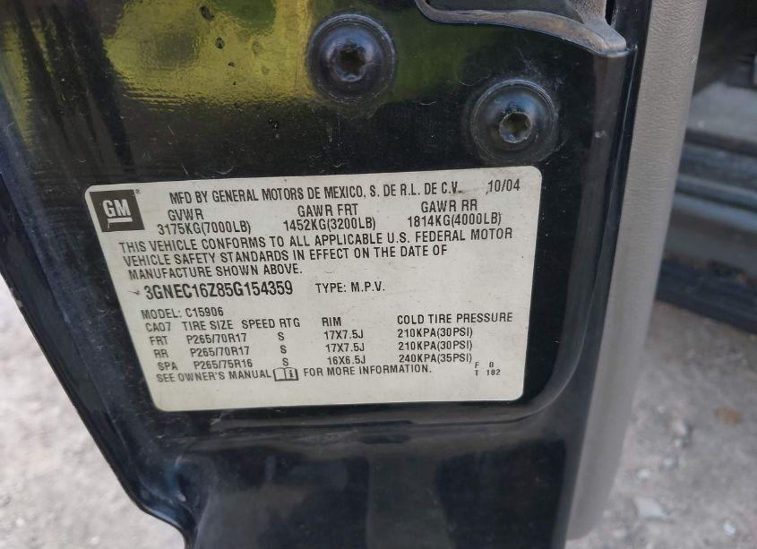 Photo 9 of 2005 Chevrolet Suburban 1500 Z71 (VIN 3GNEC16Z85G154359)