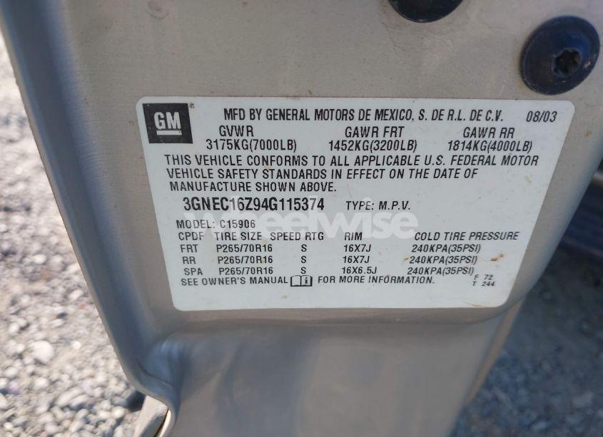 Photo 9 of 2004 Chevrolet Suburban 1500 LS (VIN 3GNEC16Z94G115374)