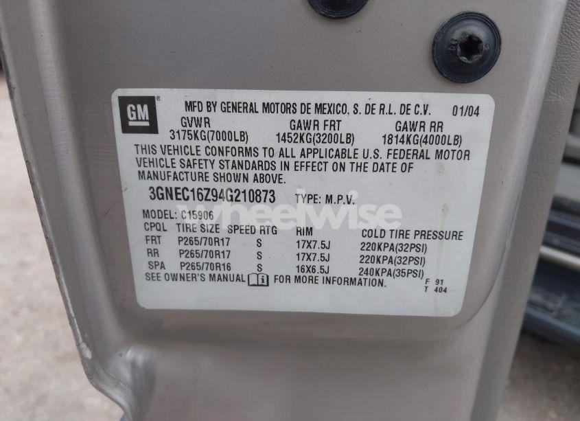 Photo 9 of 2004 Chevrolet Suburban 1500 LS (VIN 3GNEC16Z94G210873)