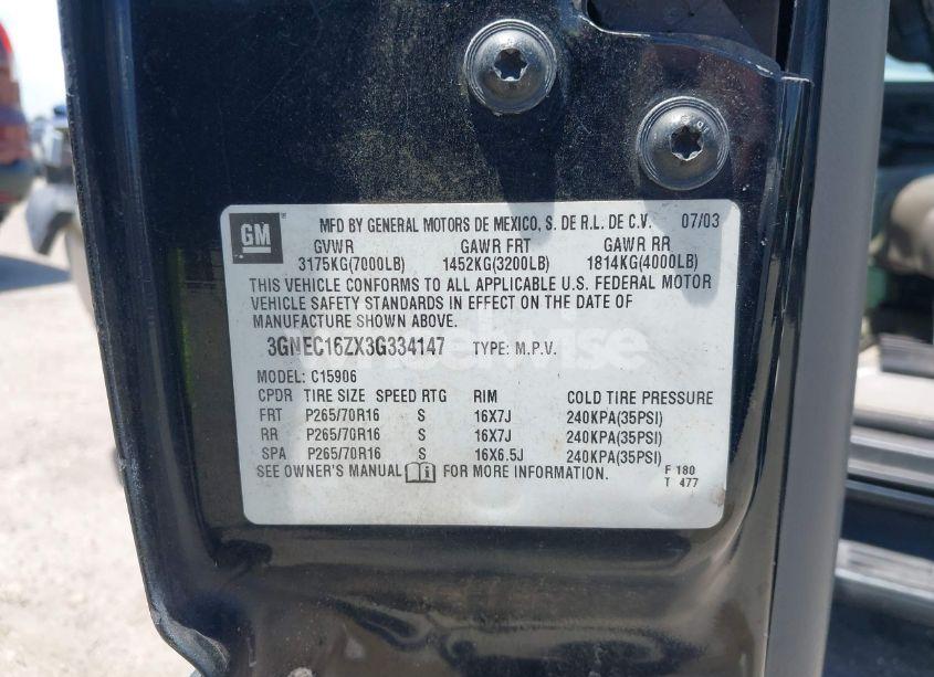 Photo 9 of 2003 Chevrolet Suburban 1500 LT (VIN 3GNEC16ZX3G334147)