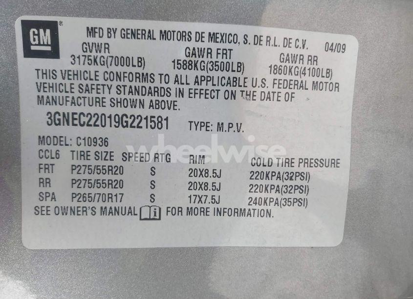 Photo 9 of 2009 Chevrolet Avalanche 1500 LT2 (VIN 3GNEC22019G221581)
