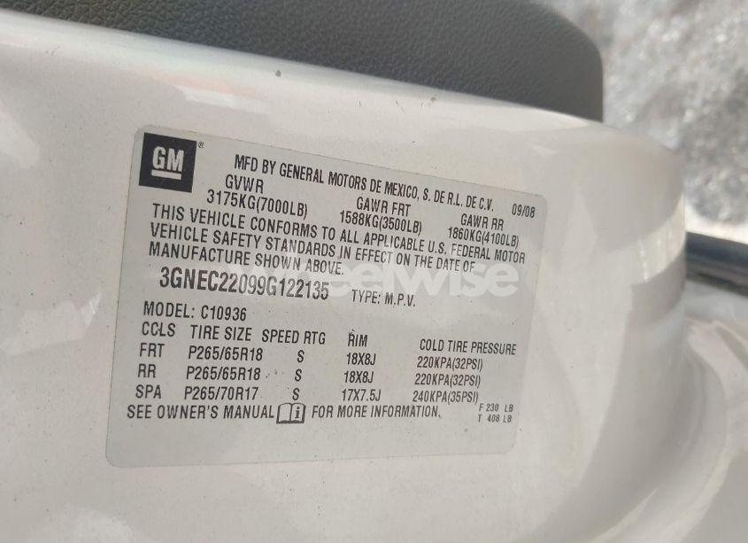 Photo 9 of 2009 Chevrolet Avalanche 1500 LT2 (VIN 3GNEC22099G122135)