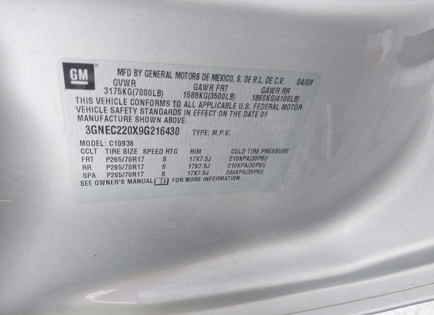 Photo 9 of 2009 Chevrolet Avalanche 1500 LT1 (VIN 3GNEC220X9G216430)