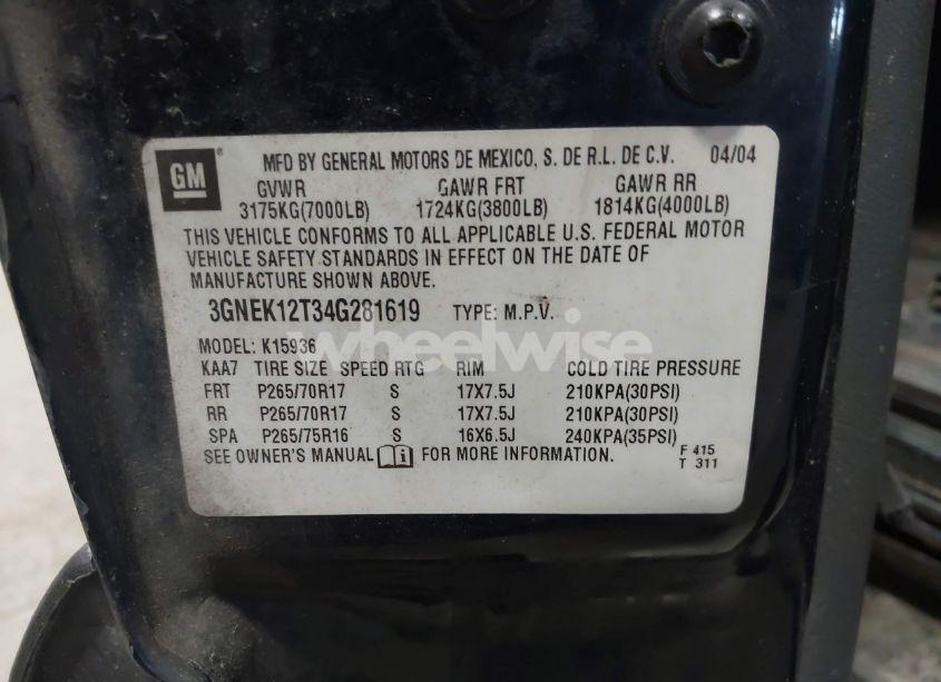 Photo 9 of 2004 Chevrolet Avalanche 1500 (VIN 3GNEK12T34G281619)